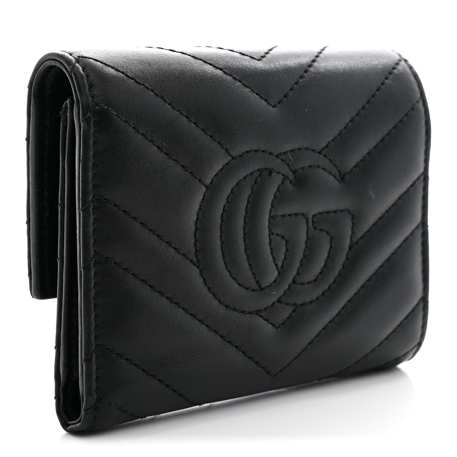 Gucci Calfskin Matelasse GG Marmont Wallet Black Black 3 of 9