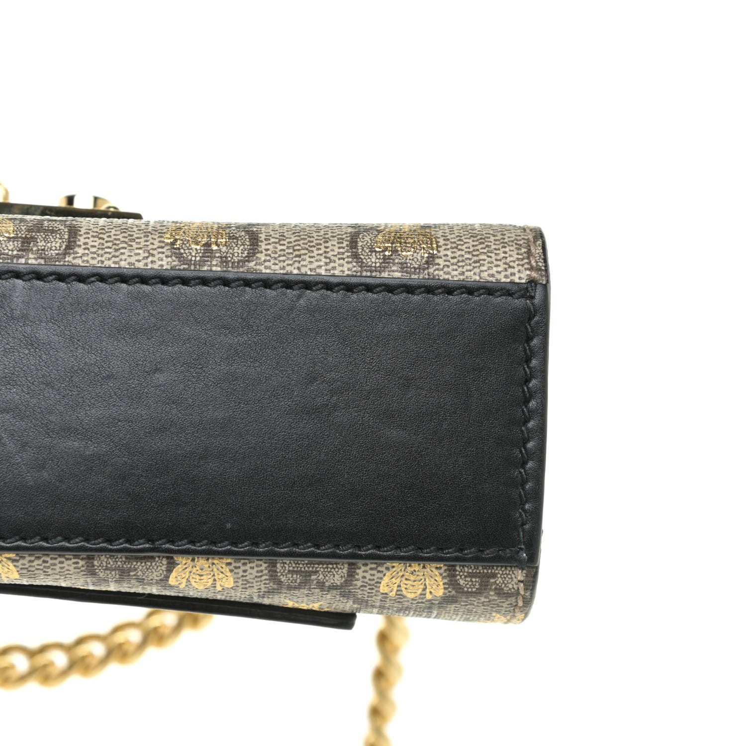 Gucci GG Supreme Monogram Bees Small Padlock Shoulder Bag Black 14 of 16
