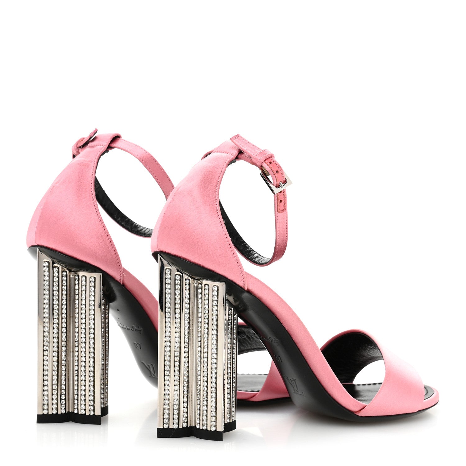 Louis Vuitton Satin Crystal Silhouette Sandals 37 Pink 6 of 11