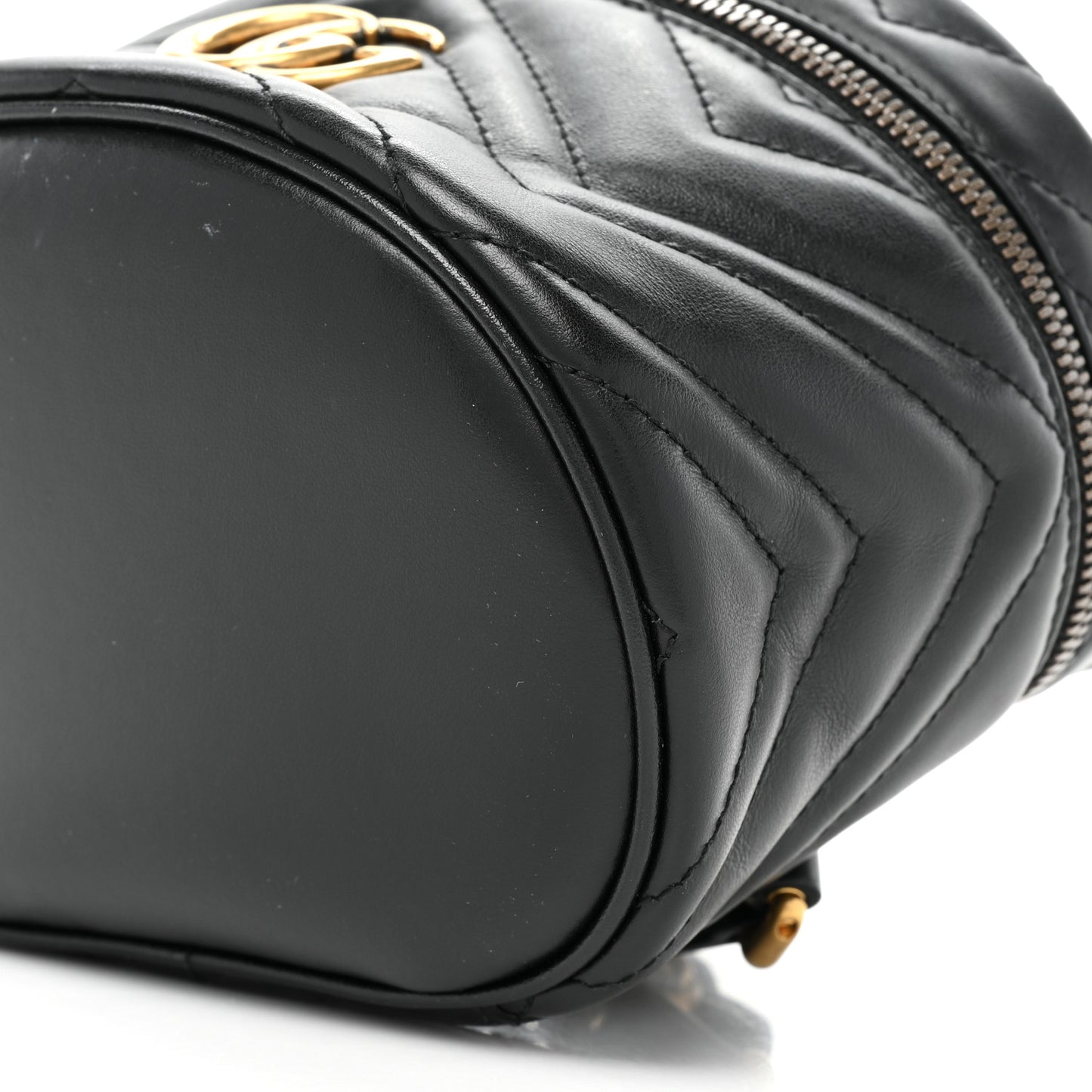 Calfskin Matelasse Mini GG Marmont Round Backpack Black