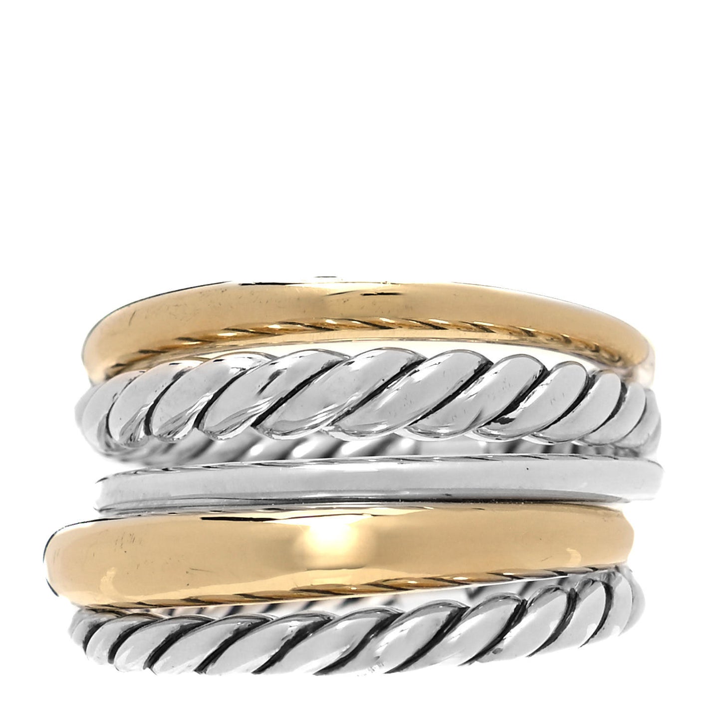 Sterling Silver 18K Yellow Gold Wide Pure Form Ring 56 7.5
