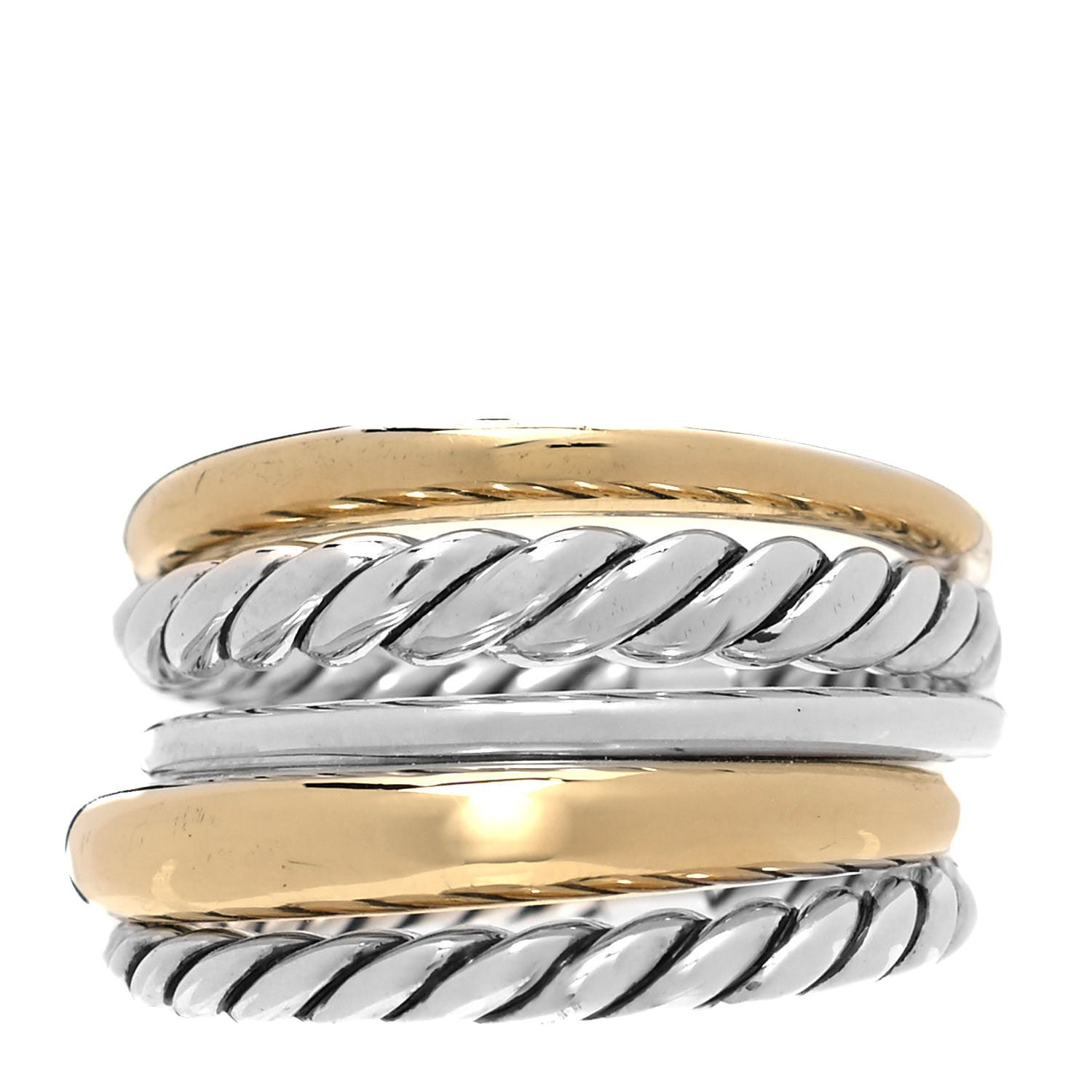 David Yurman Sterling Silver 18K Yellow Gold Wide Pure Form Ring 56 7.5 1 of 4