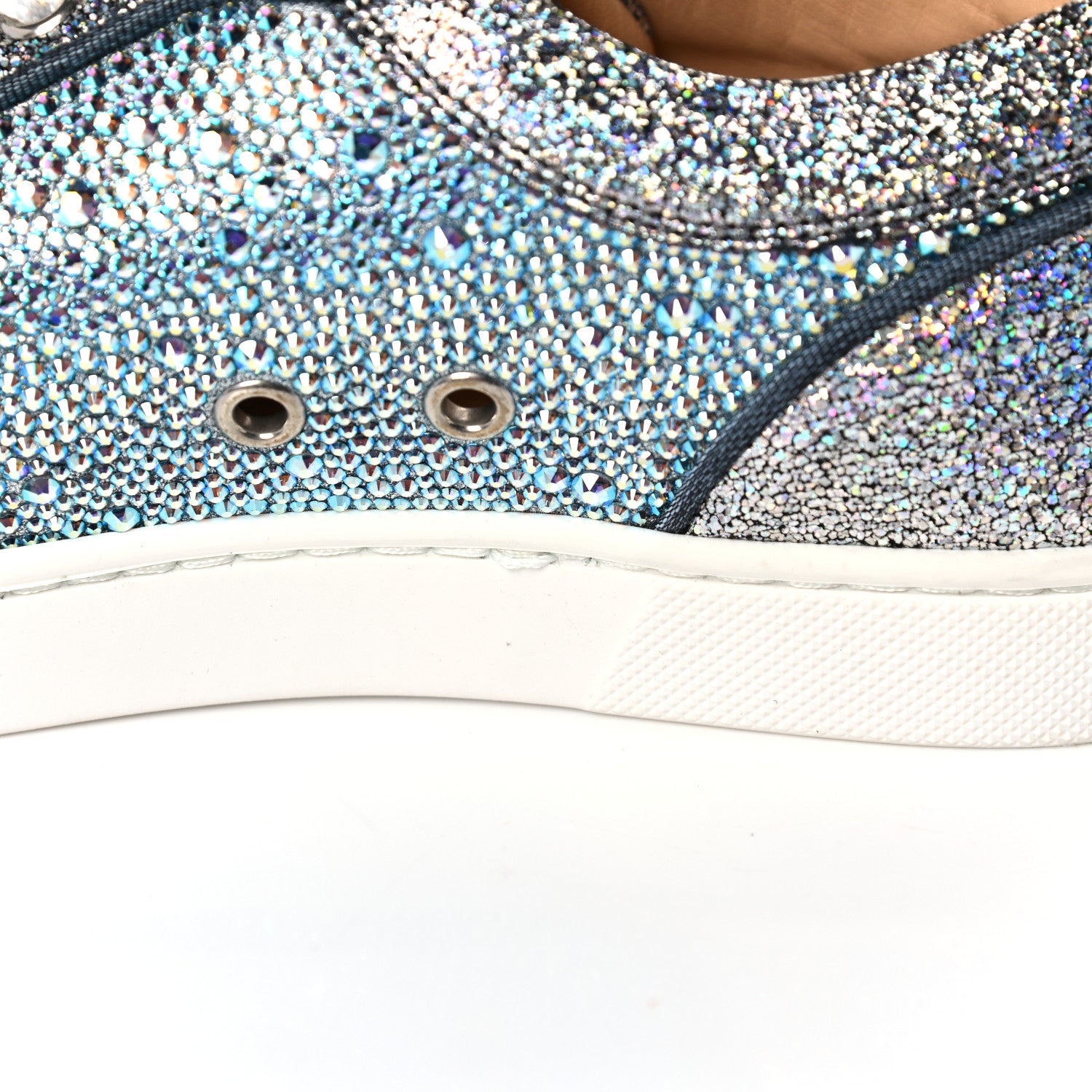 Christian Louboutin Metallic Strass Louis Junior Flat Sneakers 35 Silver AB 7 of 11