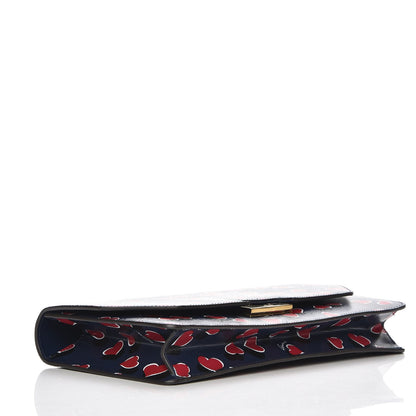 Gucci Textured Calfskin Heartbeat Print Clutch Blue 4 of 9