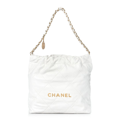 Chanel Shiny Calfskin Quilted Small Chanel 22 White 2 of 9