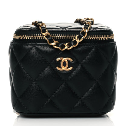 Chanel Lambskin Quilted Mini Pearl Crush Vanity Case With Chain Black 1 of 11