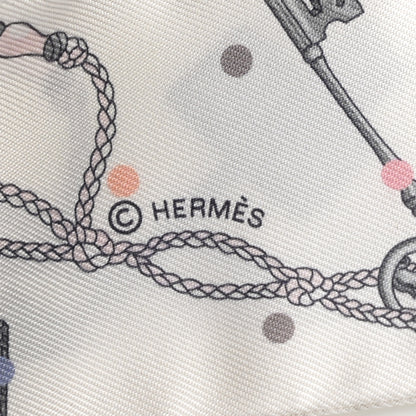 Hermes Silk Les Cles A Pois Twilly White Gris Acier 3 of 6