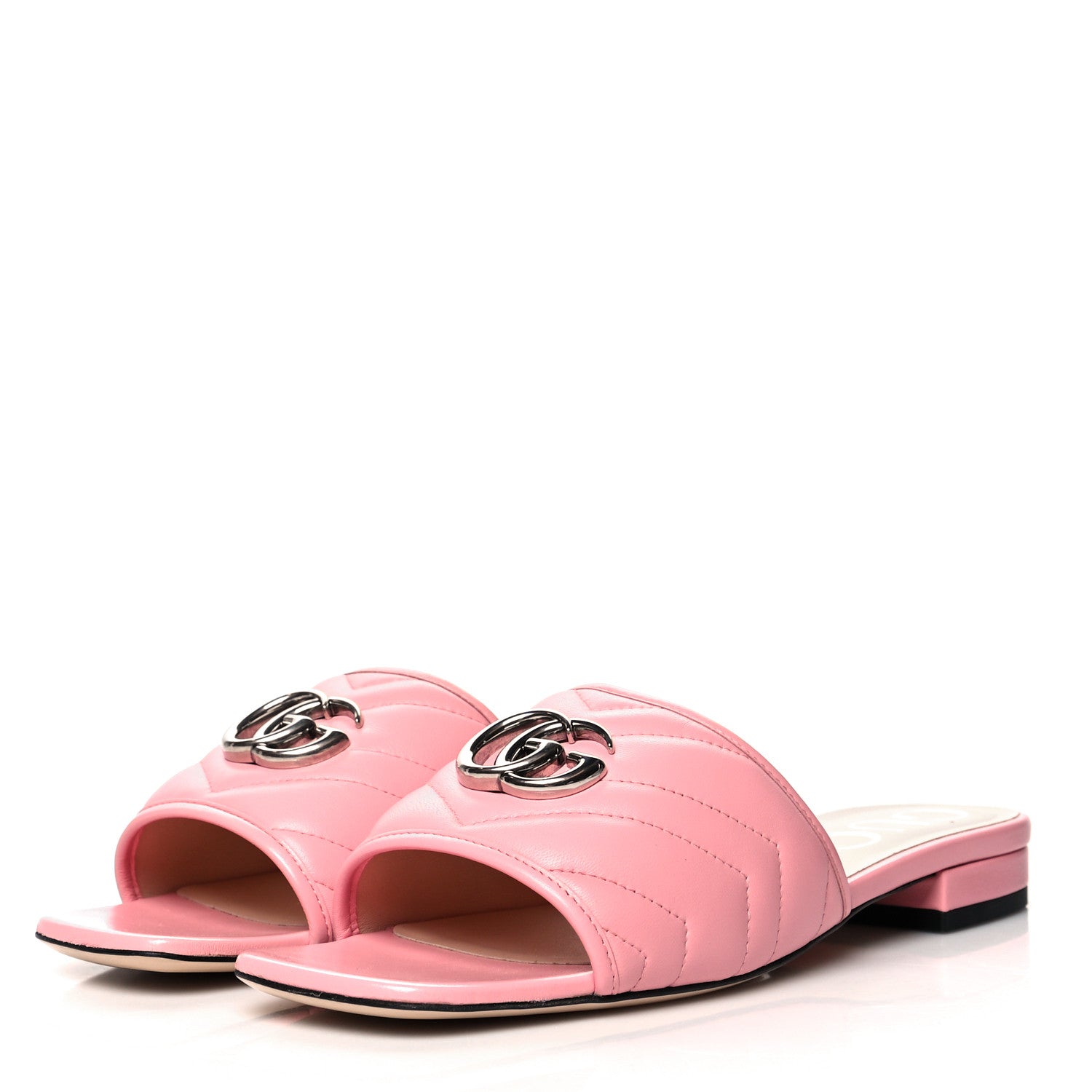 Gucci Nappa Matelasse GG Marmont Flat Slide Sandals 38 Wild Rose 3 of 8