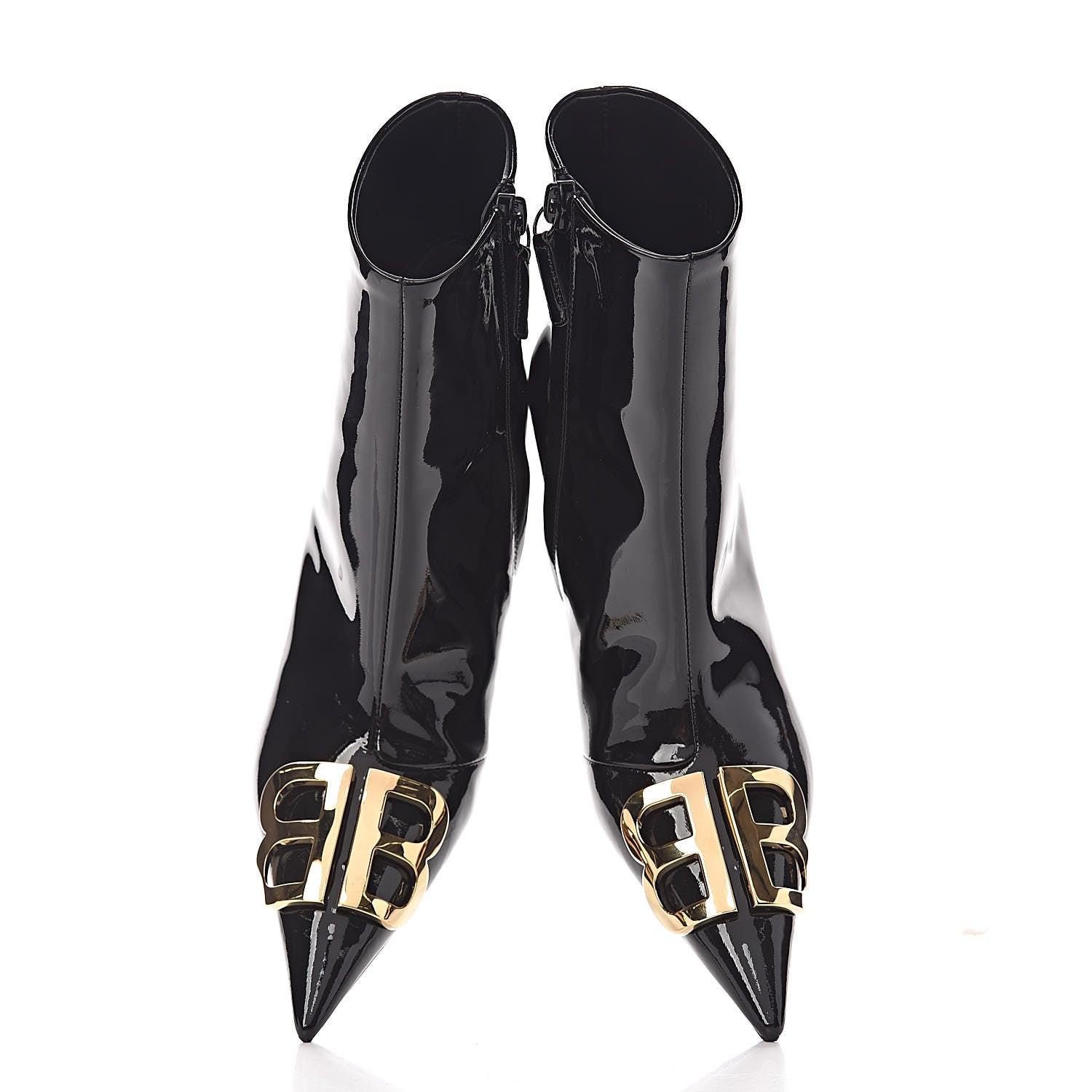 Balenciaga Patent BB Pointy Toe Ankle Booties 36.5 Black 10 of 11