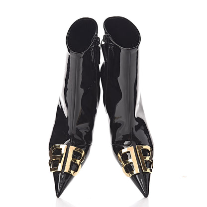 Balenciaga Patent BB Pointy Toe Ankle Booties 36.5 Black 10 of 11