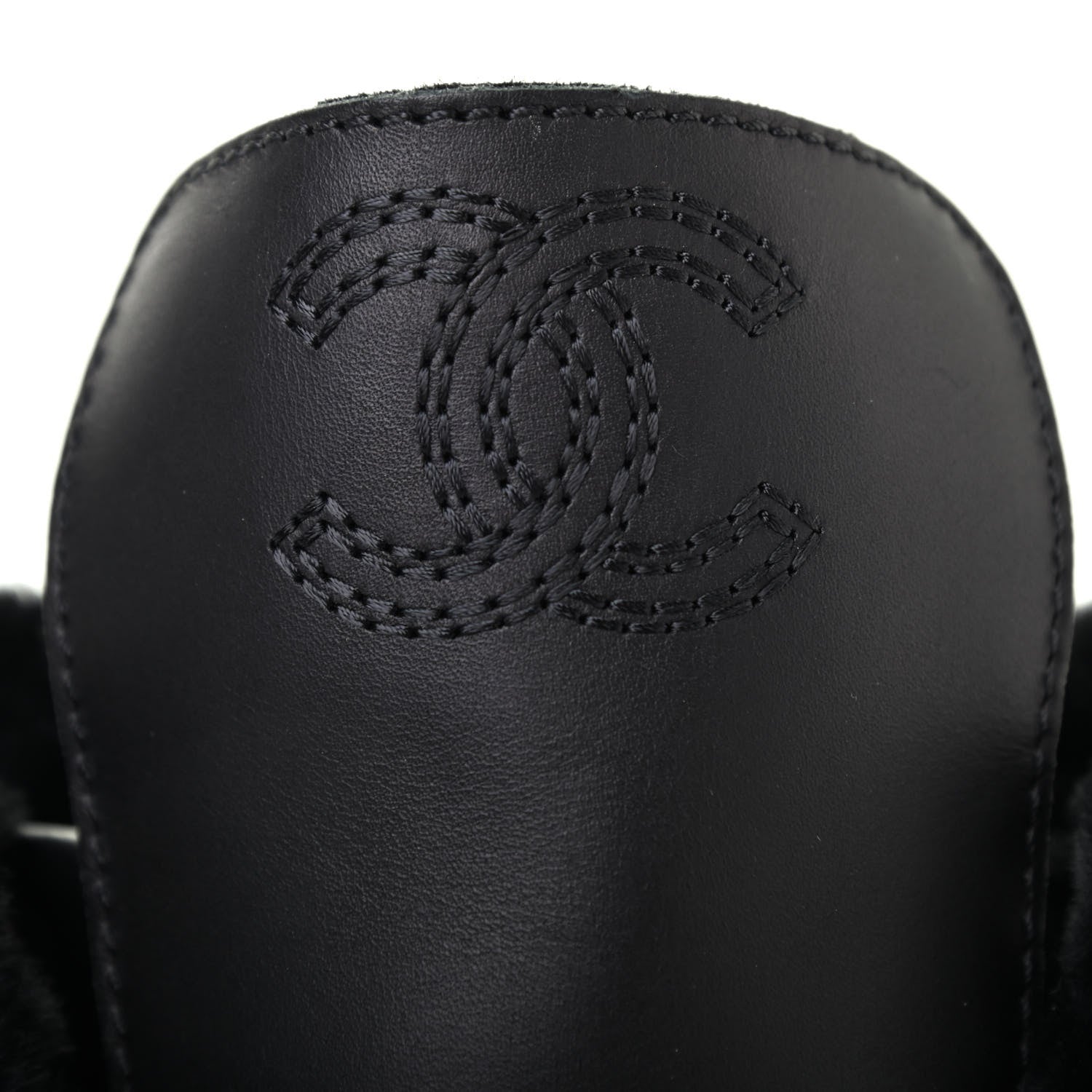 Chanel Calfskin Shearling Quilted Cap Toe Combat Boots 37 Black 8 of 9