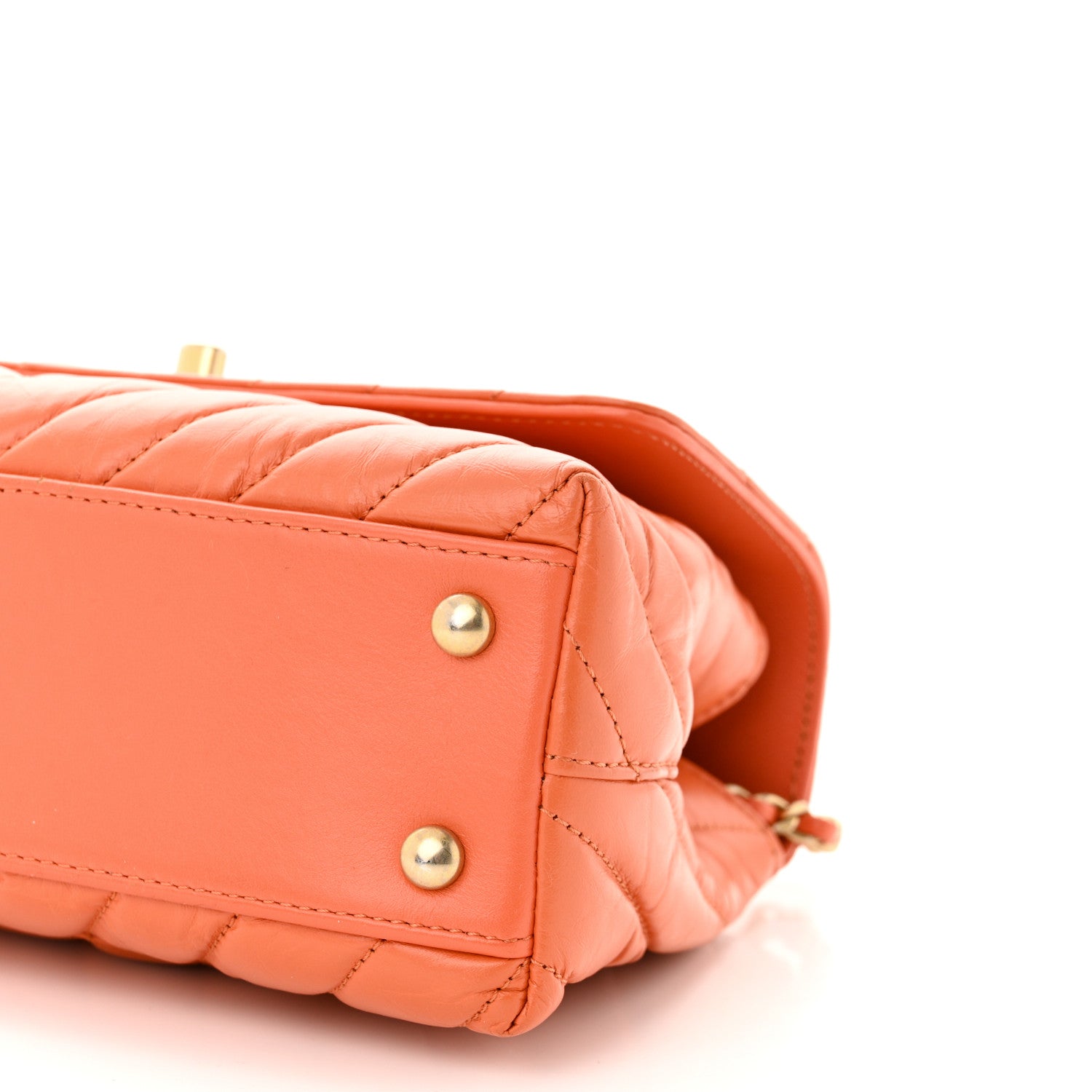 Chanel Calfskin Chevron Quilted Mini Coco Handle Flap Orange 10 of 10