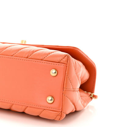 Chanel Calfskin Chevron Quilted Mini Coco Handle Flap Orange 10 of 10