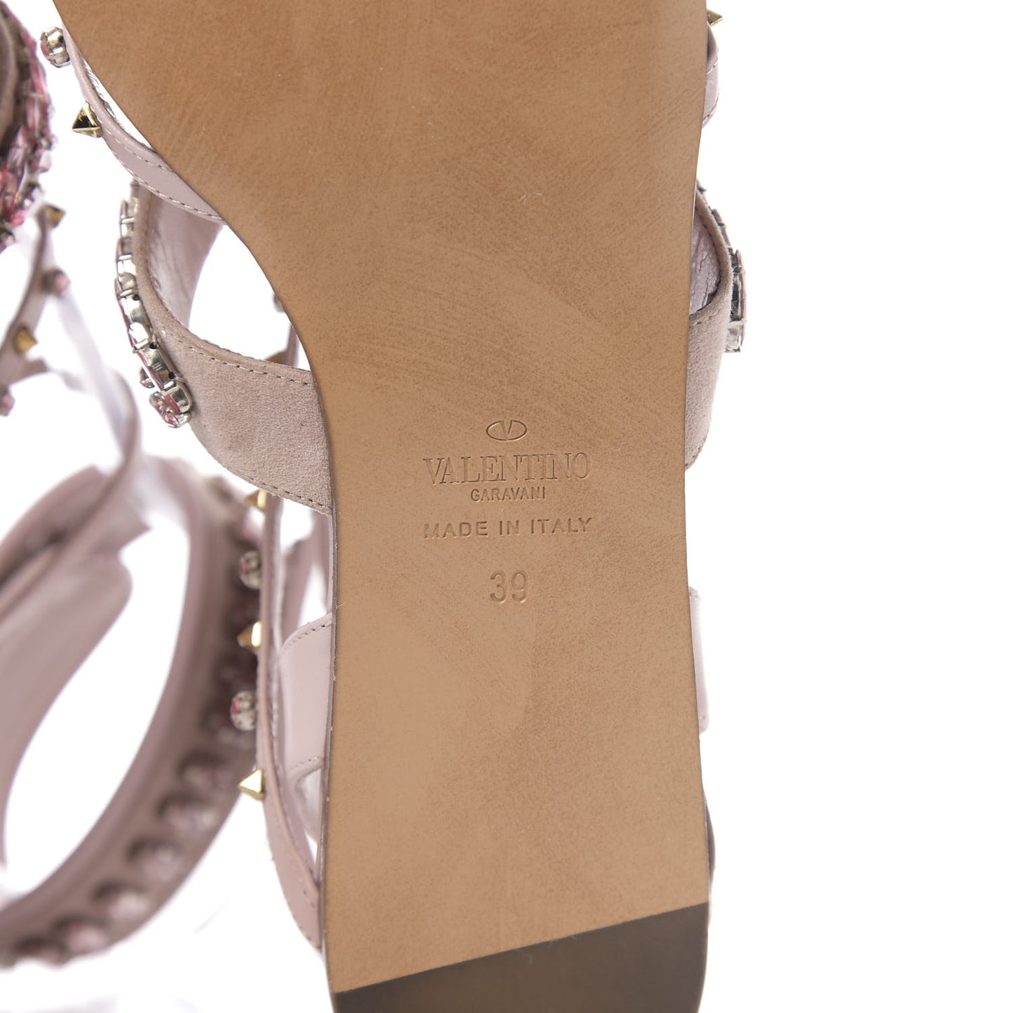 Suede Crystal Flat Sandals 39 Pink