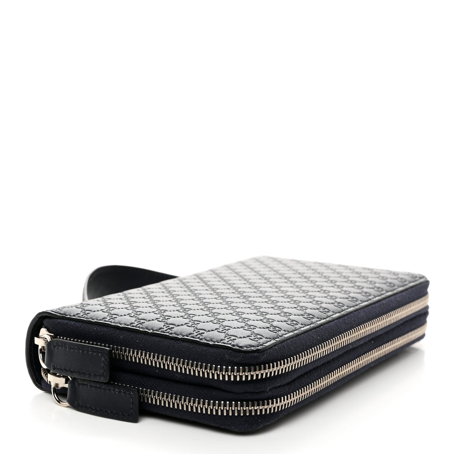 Microguccissima Zip Around Top Handle Travel Wallet Navy