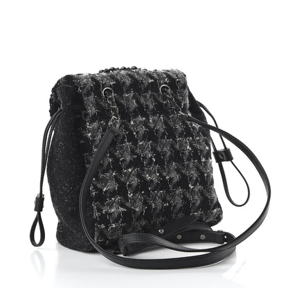 Chanel Tweed Drawstring Backpack Black Grey White 2 of 9