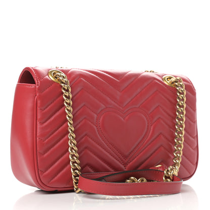 Gucci Calfskin Matelasse Small GG Marmont Shoulder Bag Hibiscus Red 3 of 10