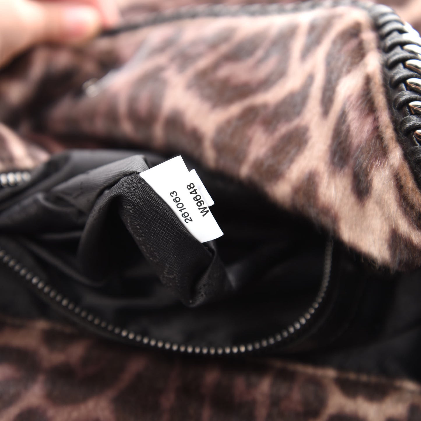 Faux Calf Hair Leopard Print Small Falabella Tote Brown