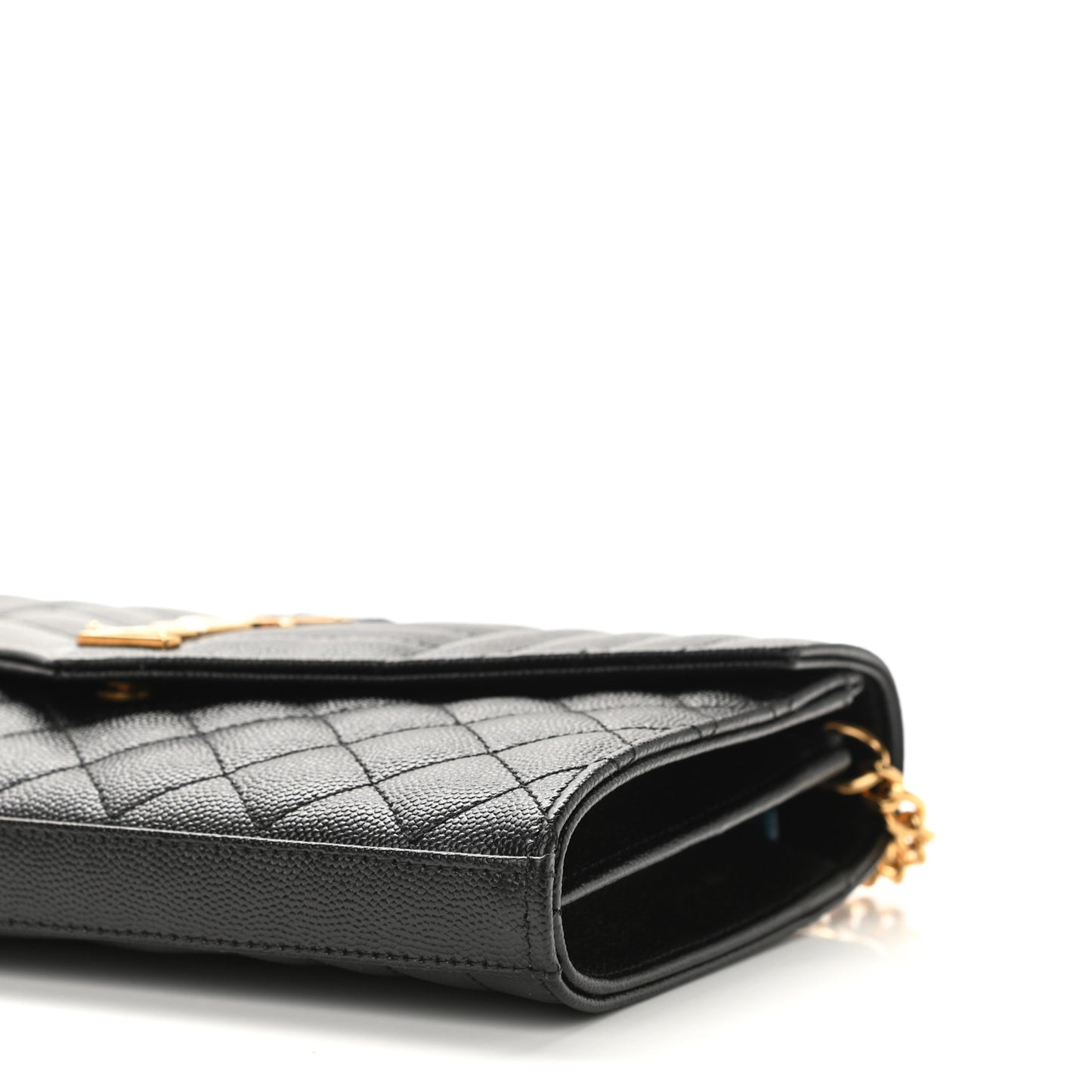 Grain De Poudre Mixed Matelasse Triquilt Monogram Chain Wallet Black