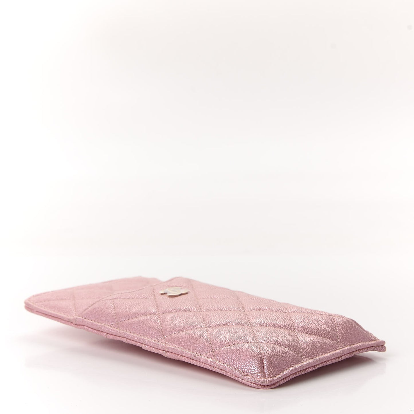 Iridescent Caviar Quilted Classic iPhone Pouch Rose Pink