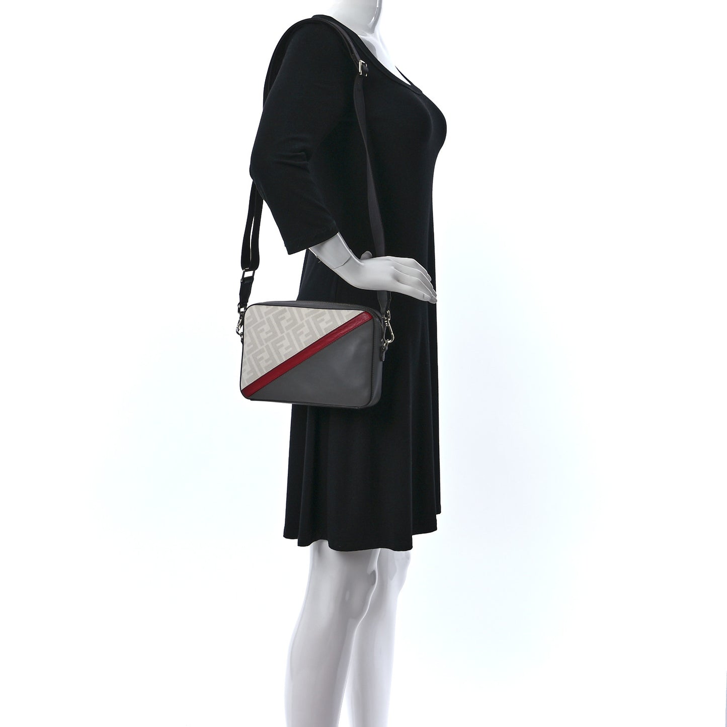 Glazed Fabric Vitello Cover FF 1974 Diagonal Bi-Color Medium Camera Case Perla Argilla Fragola