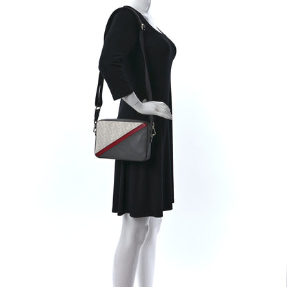 Fendi Glazed Fabric Vitello Cover FF 1974 Diagonal Bi-Color Medium Camera Case Perla Argilla Fragola 2 of 9