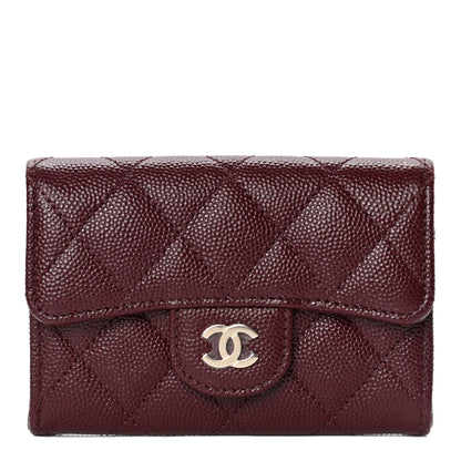 Chanel Caviar Quilted Flap Card Holder Wallet Burgundy 1 of 6