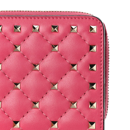 Valentino Garavani Nappa Rockstud Spike Compact Zip Around Wallet Shadow Pink 12 of 23