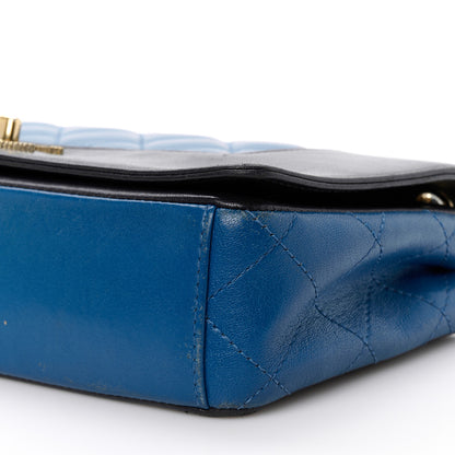 Chanel Sheepskin Quilted Small Mademoiselle Flap Black Blue 11 of 11