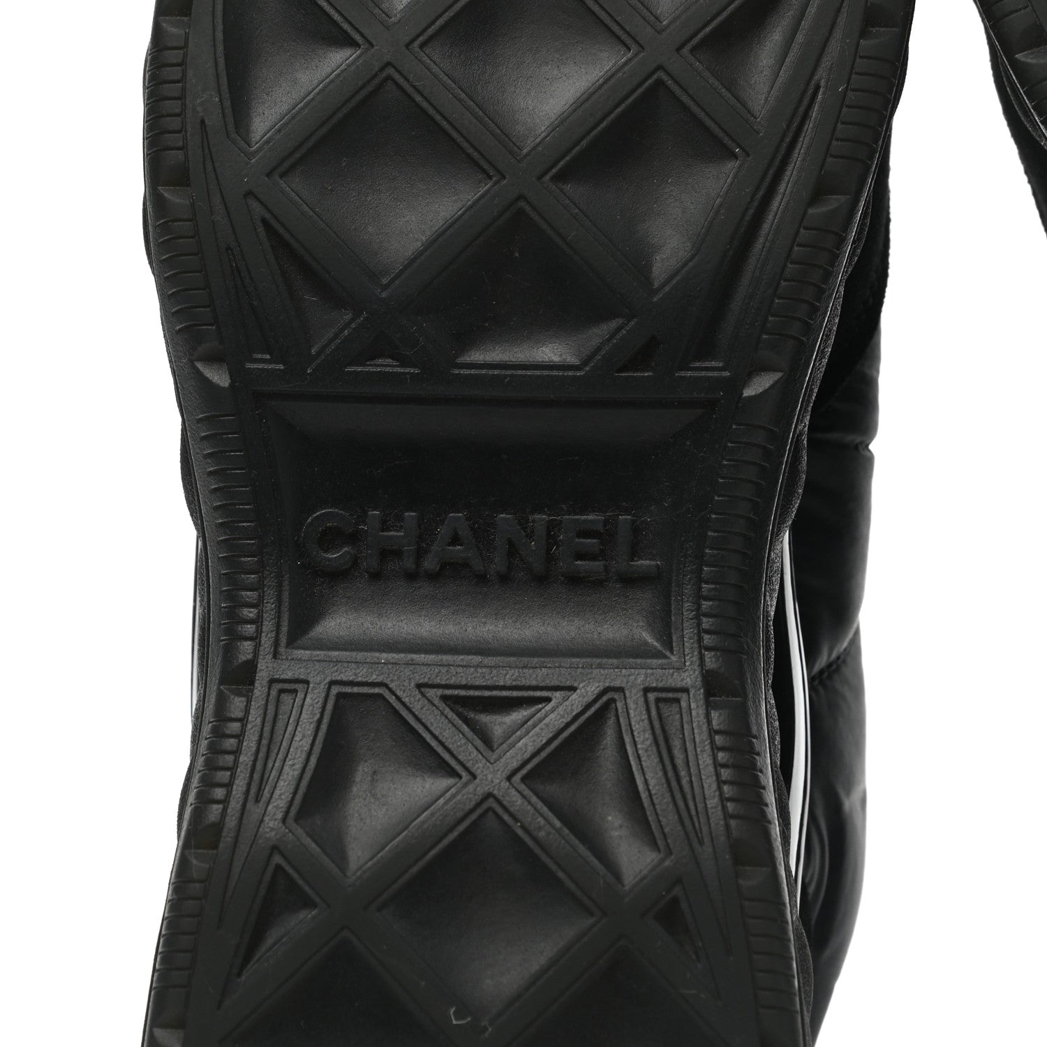 Chanel Nylon Calfskin Suede CC Sneakers 37.5 Black 6 of 10