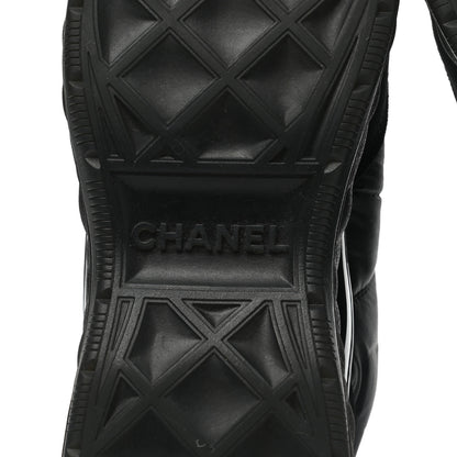 Chanel Nylon Calfskin Suede CC Sneakers 37.5 Black 6 of 10