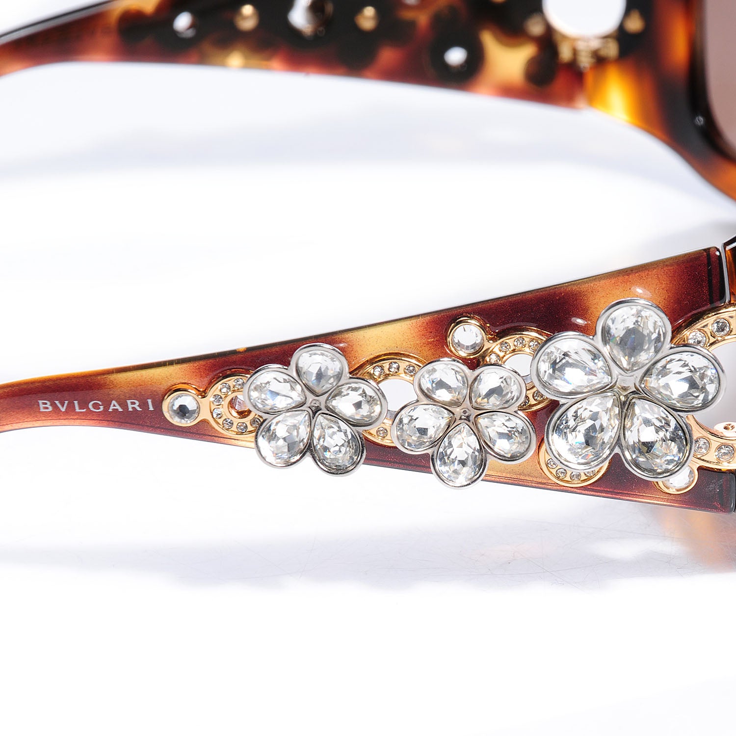 Bulgari BVLGARI Tortoise Shell Crystal Flower 856-B Sunglasses 4 of 6