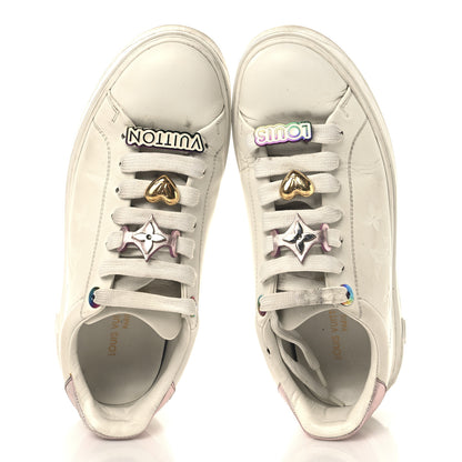Louis Vuitton Lambskin Embossed Monogram Time Out Sneakers 37 White Pink 2 of 11