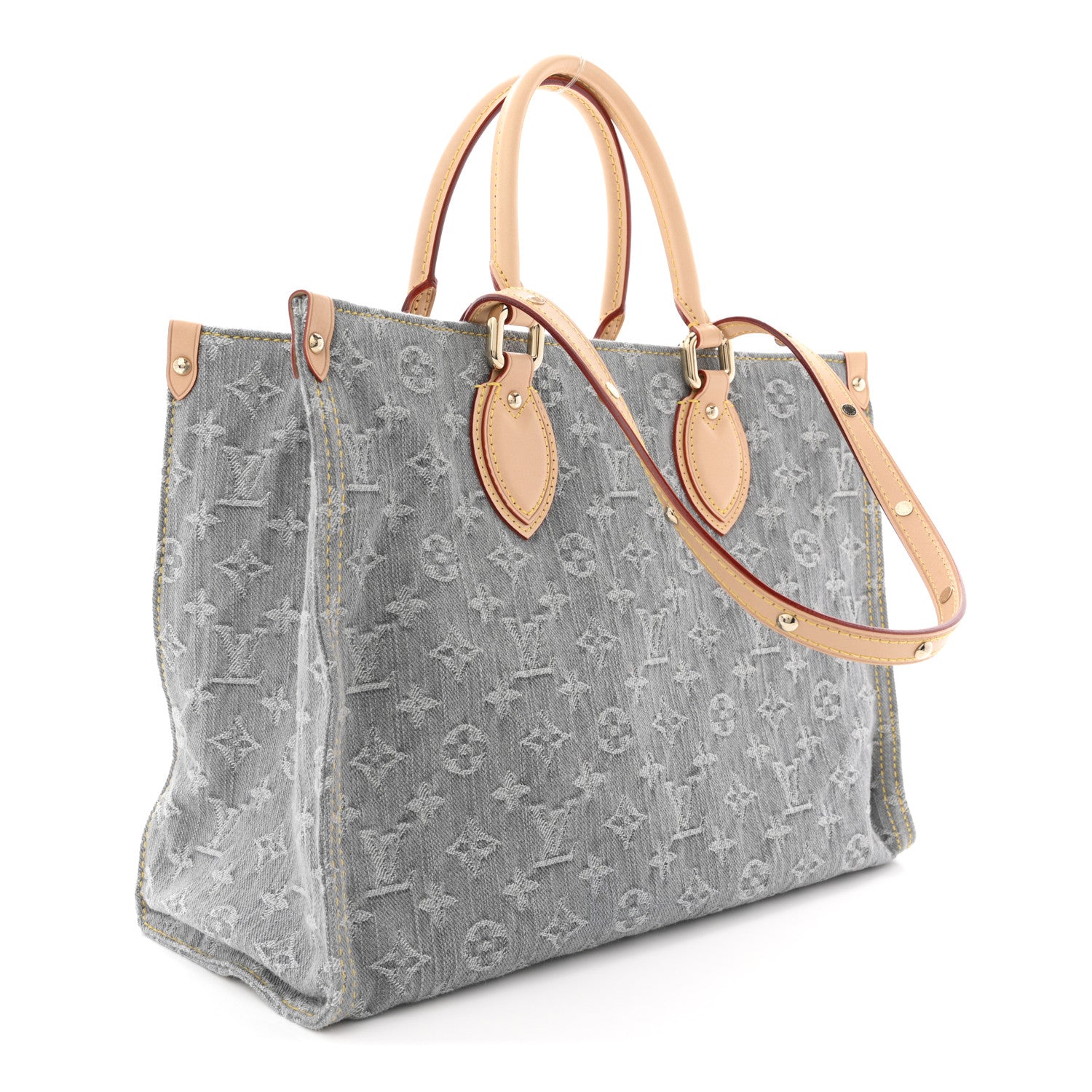 Louis Vuitton Monogram Denim Onthego MM Washed Grey 3 of 9