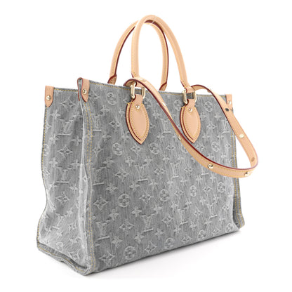 Louis Vuitton Monogram Denim Onthego MM Washed Grey 3 of 9