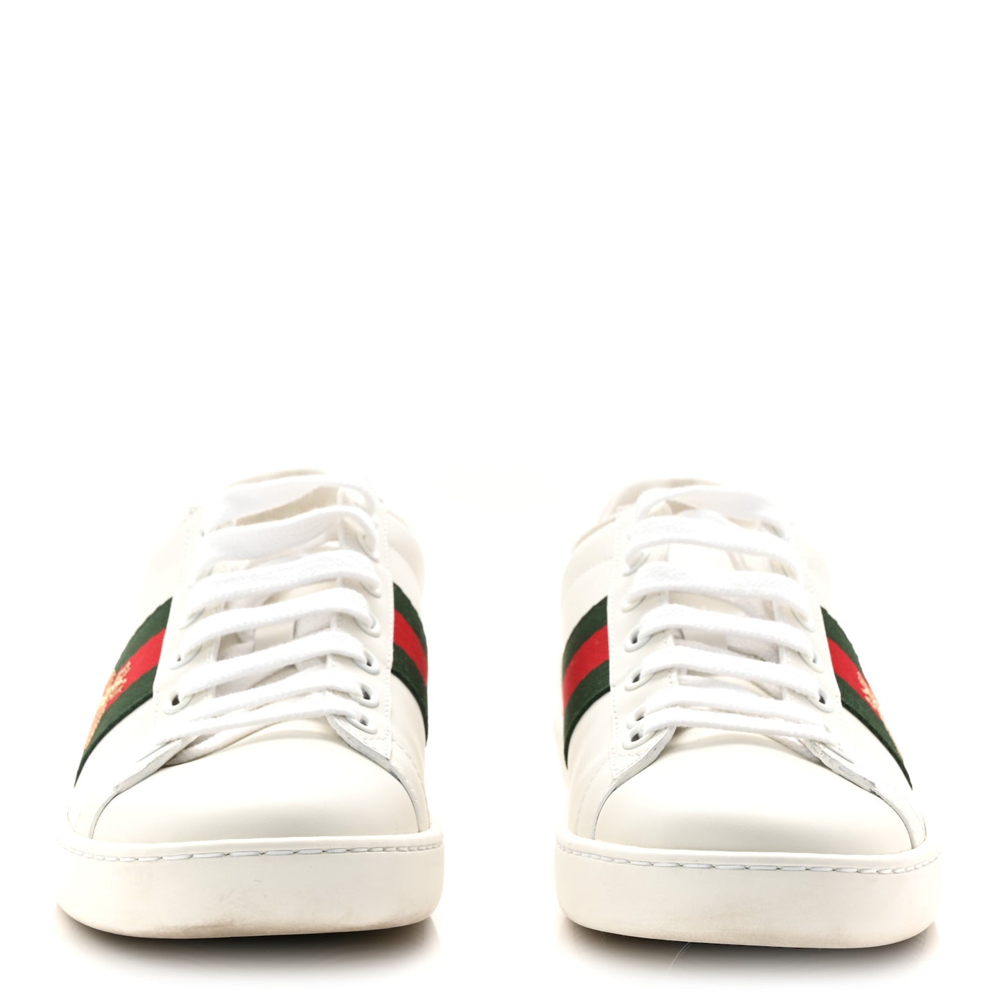 Calfskin Ayers Bee Embroidered Womens Ace Sneakers 36 White Green