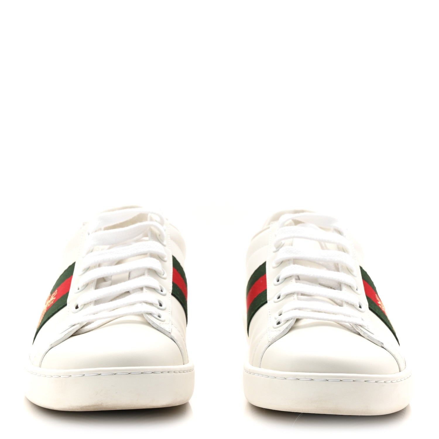 Gucci Calfskin Ayers Bee Embroidered Womens Ace Sneakers 36 White Green 3 of 10