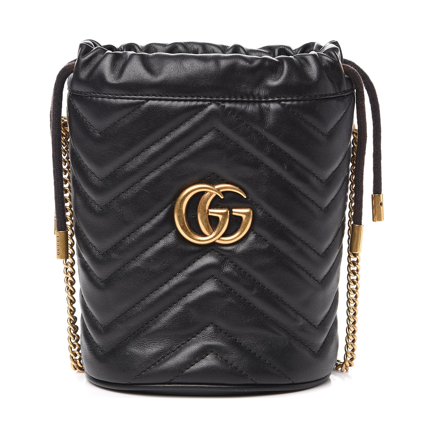 Calfskin Matelasse Mini GG Marmont 2.0 Bucket Bag Black