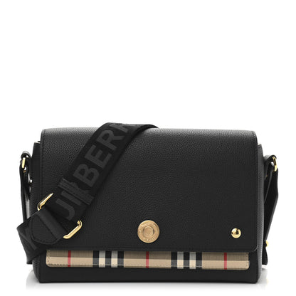 Burberry Grainy Calfskin Vintage Check Note Crossbody Bag Black 1 of 9
