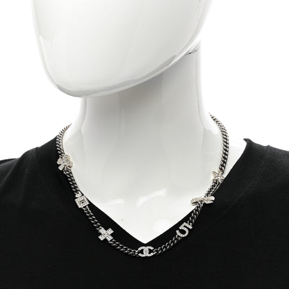 Chanel Pearl Crystal CC No 5 Perfume Bottle Choker Necklace Silver 2 of 4