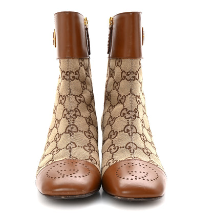 Gucci Monogram Cordovan Lux GG Ankle Boots 36.5 Beige Cuir 3 of 10