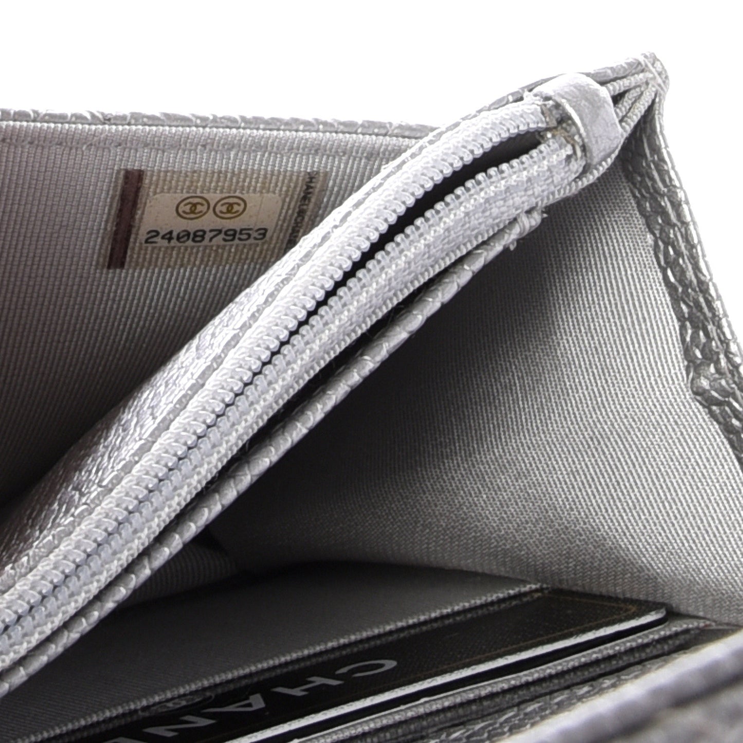 Metallic Caviar Quilted Wallet on Chain WOC