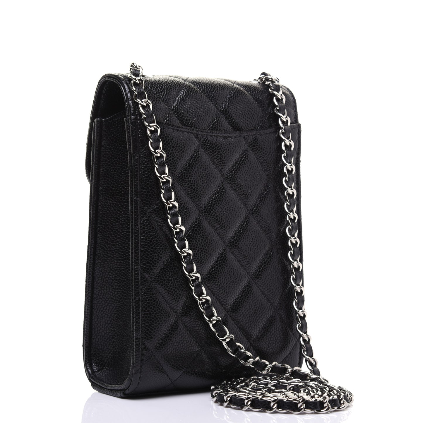 Caviar Quilted Classic Phone Holder Black