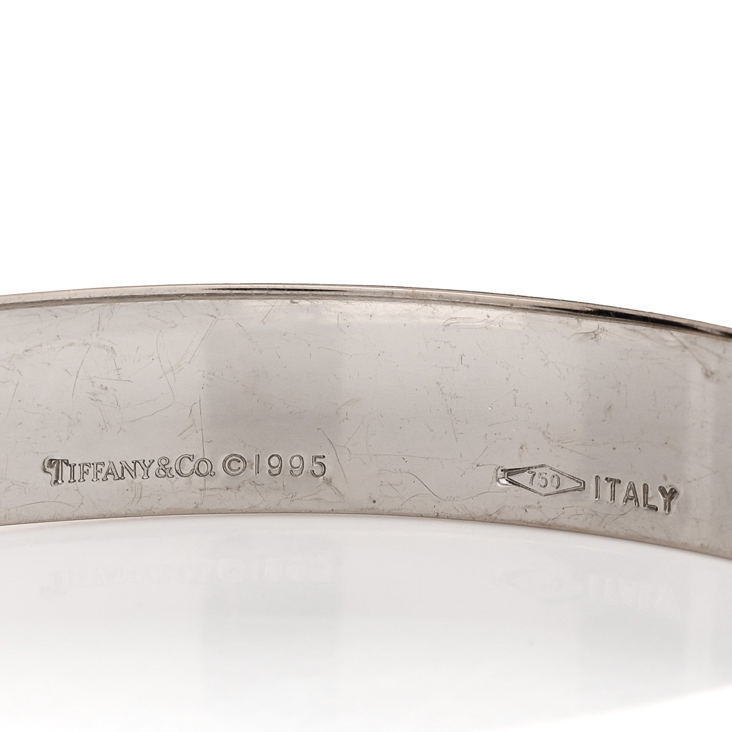 Tiffany 18K White Gold Diamond Atlas Hinged Bangle Bracelet 3 of 4