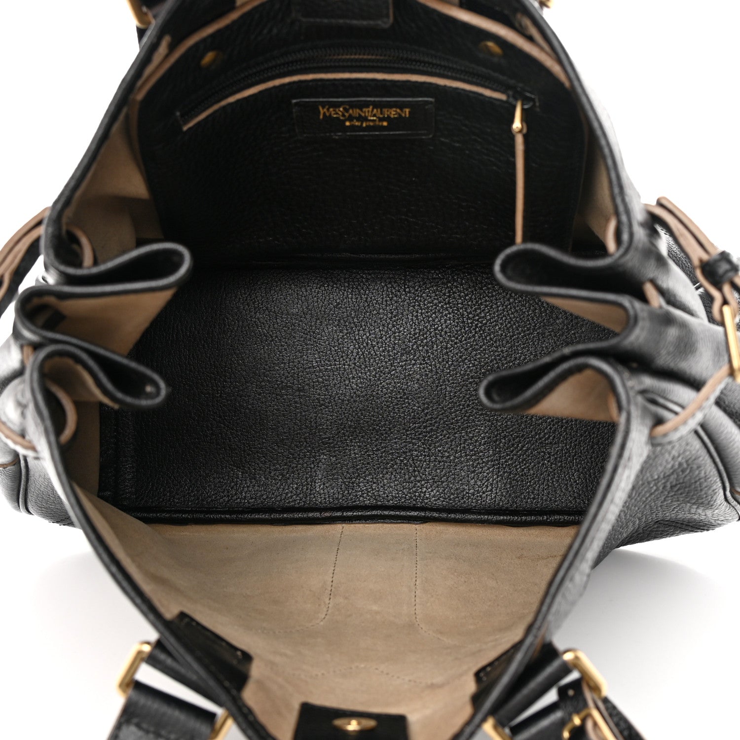 Saint Laurent Textured Calfskin Y Bag Black 5 of 16