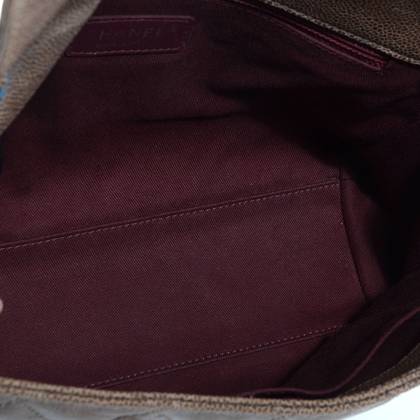 Crumpled Grained Calfskin CC Crave Jumbo Flap Brown