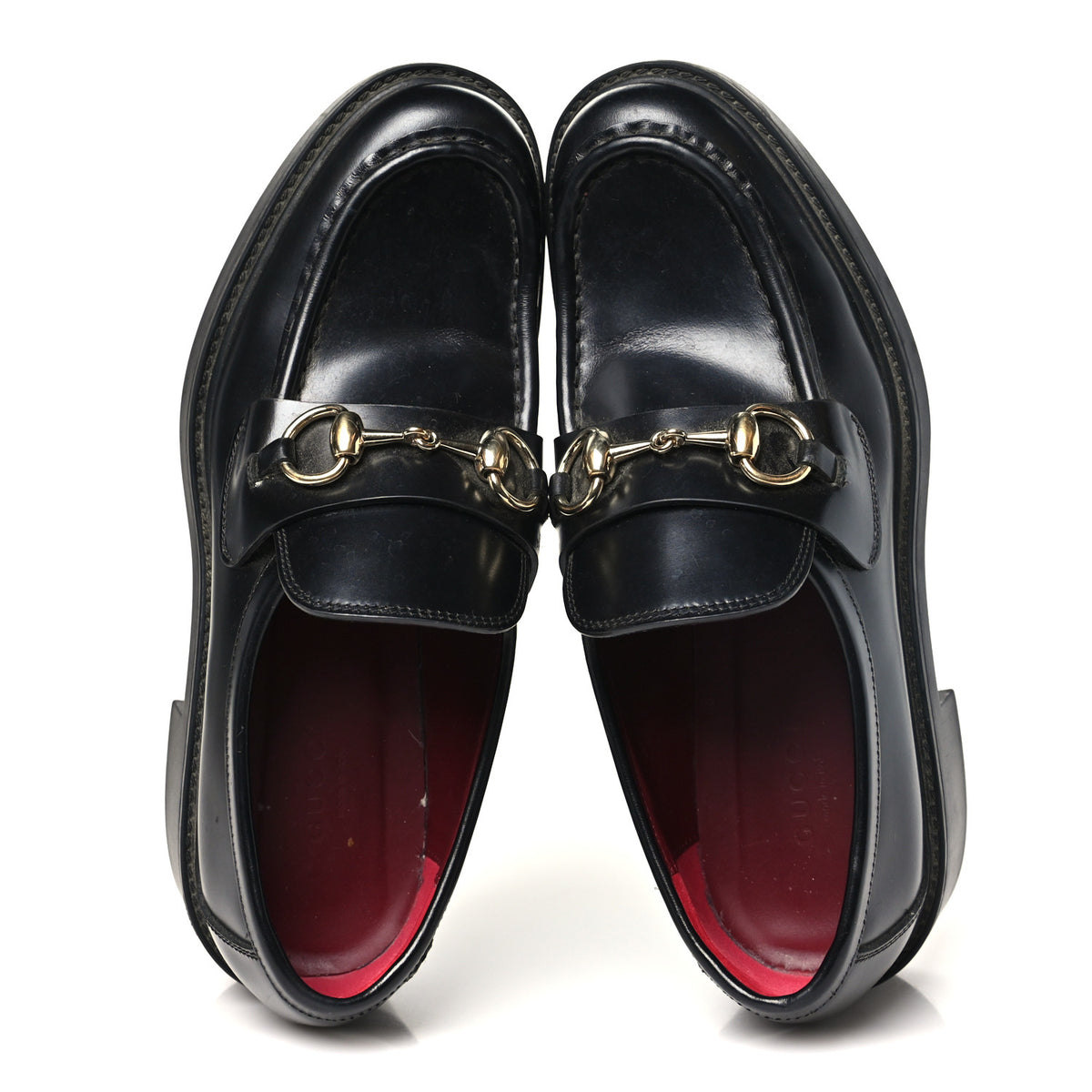Gucci Calfskin Horsebit Womens Lug Sole Loafers 37 Black 2 of 9