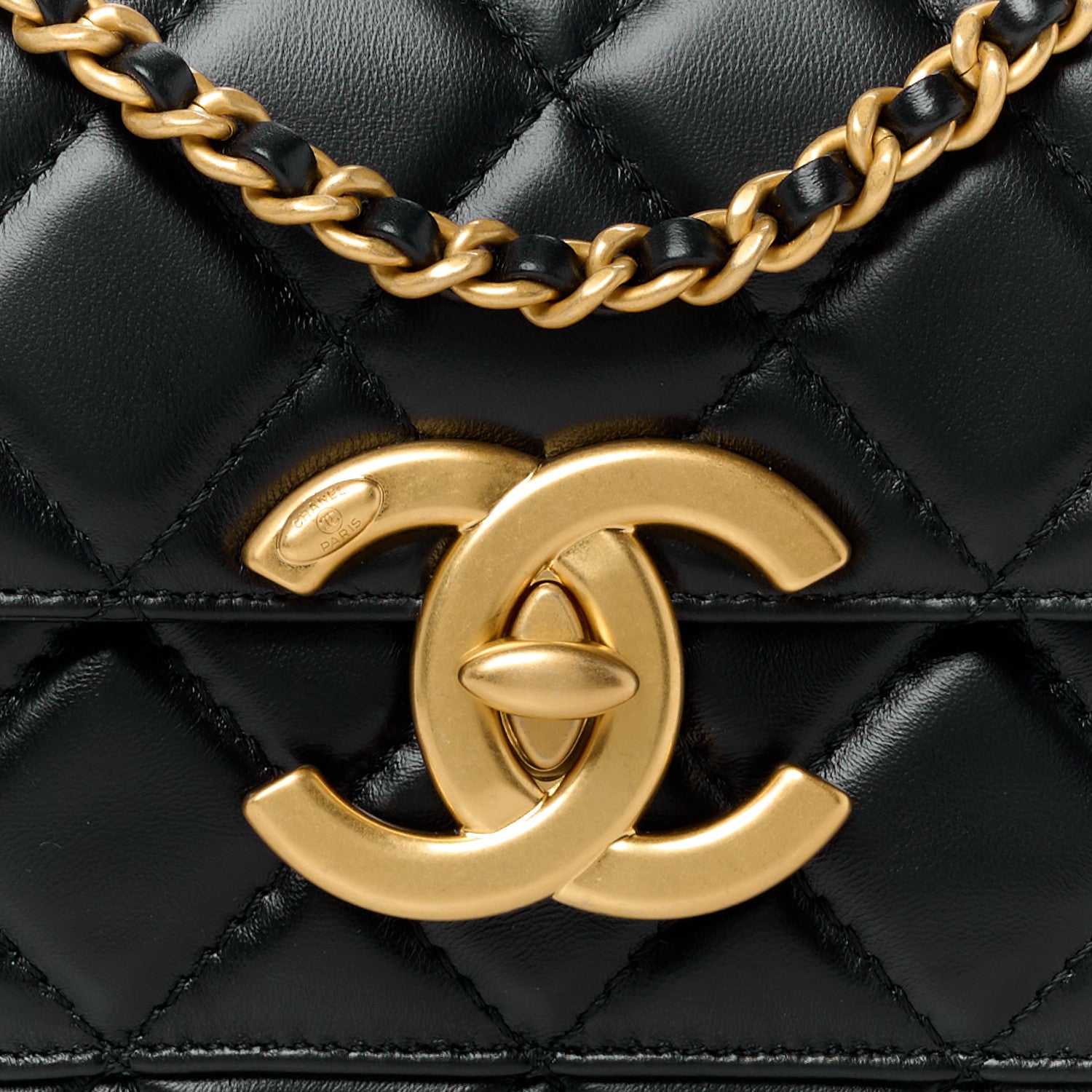 Chanel Shiny Lambskin Quilted Mini Maxi CC Flap Black 10 of 13