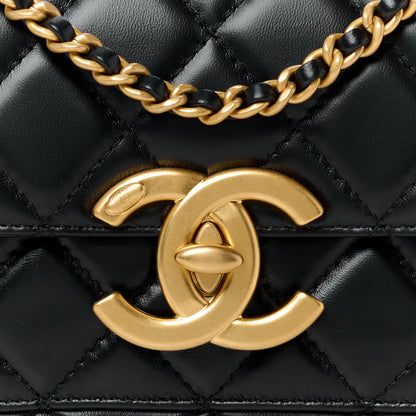 Chanel Shiny Lambskin Quilted Mini Maxi CC Flap Black 10 of 13