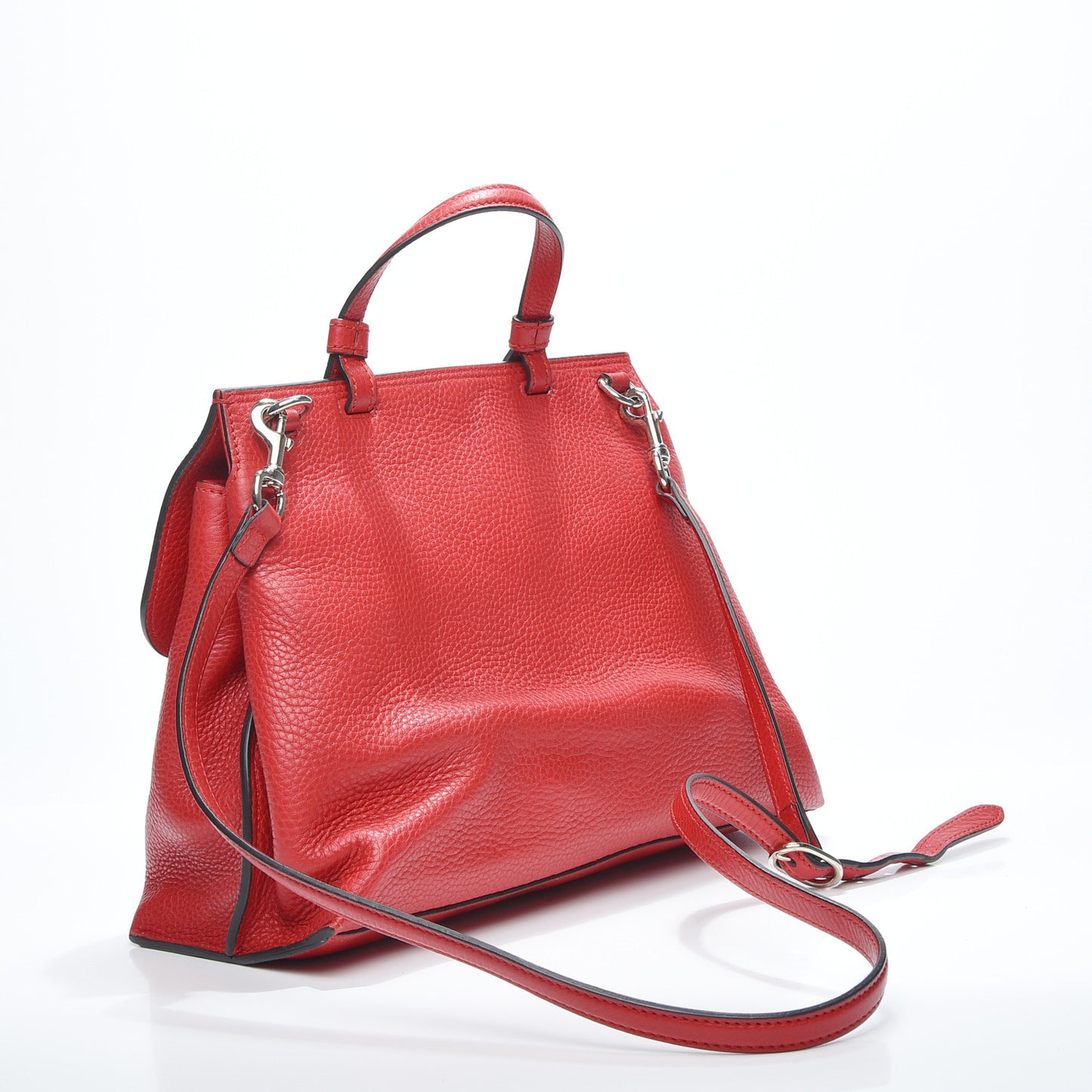 Pebbled Calfskin Medium Bamboo Daily Top Handle Bag Petunia